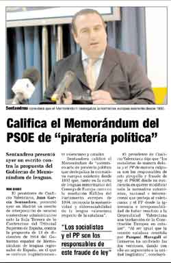 SENTANDREU CALIFICA EL MEMORANDUM DE &quot;PIRATERÍA POLÍTICA&quot;